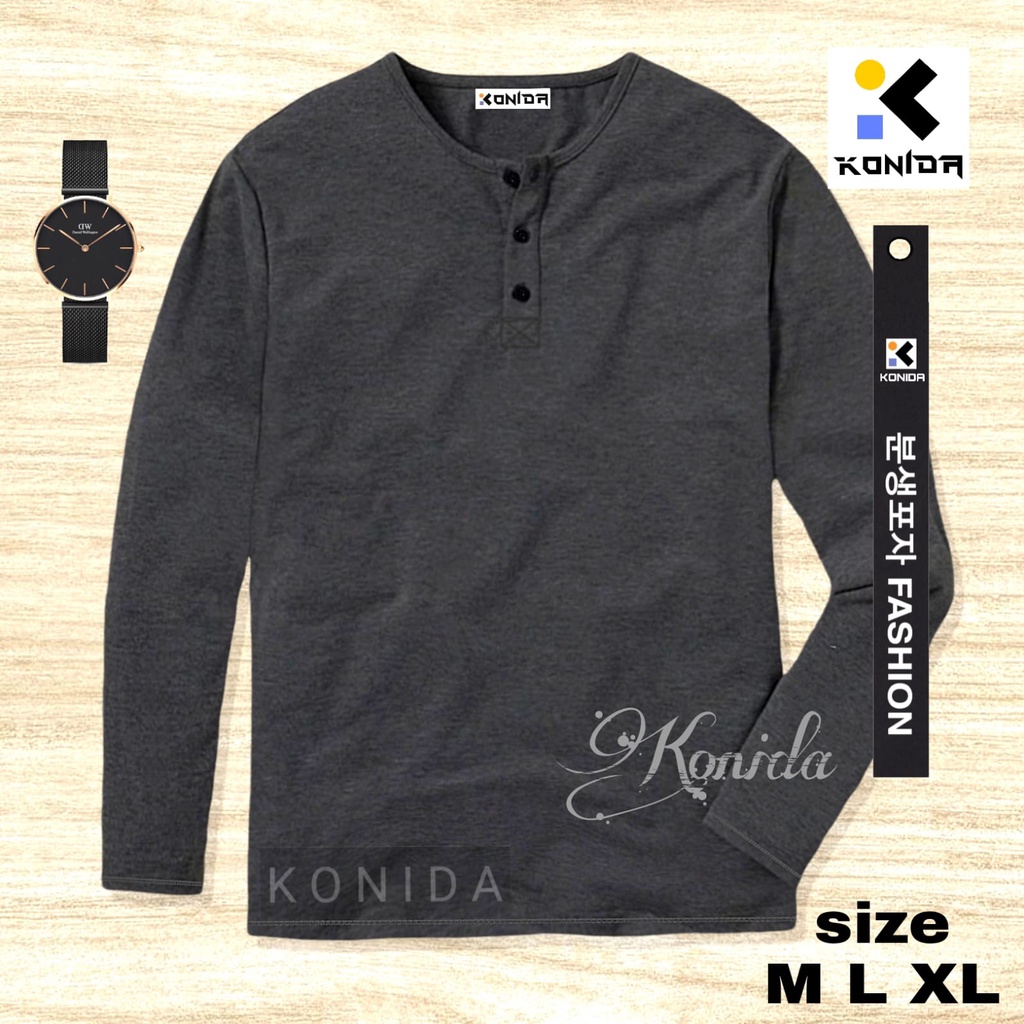 Baju kaos Polos lengan Panjang Baju Kaos kancing Baju kaos polos Kancing Baju Kaos pria Baju Kaos dIstro Baju kaos lengan Panjang Baju kaos henley 01