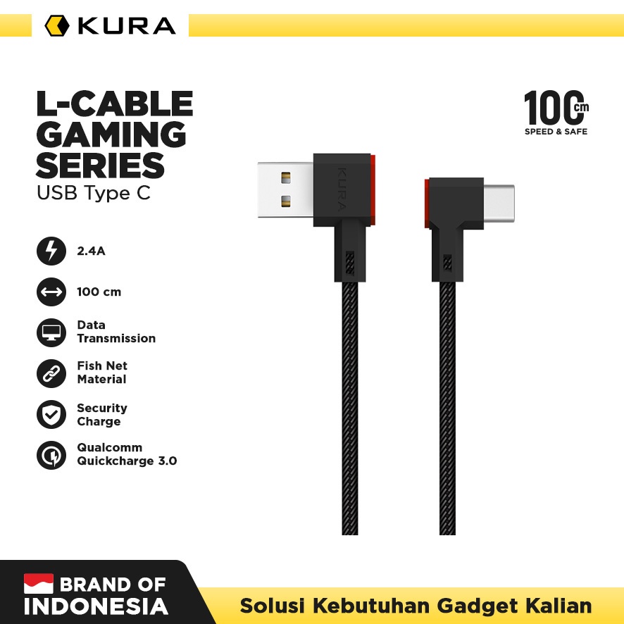 KURA L Cable ( Gaming Series ) Fast Charging - Kabel Data USB Type C
