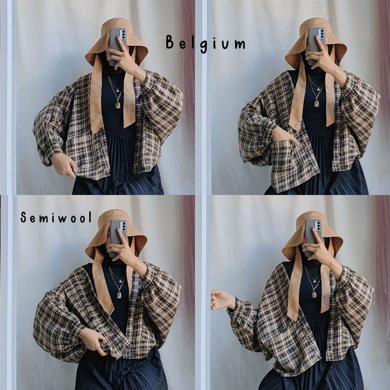 OUTER BALON FLANEL VIRAL || KEMEJA BATWING FLANEL OUTER || KEMEJA KOTAK WANITA OVERSIZE || ATASAN TA