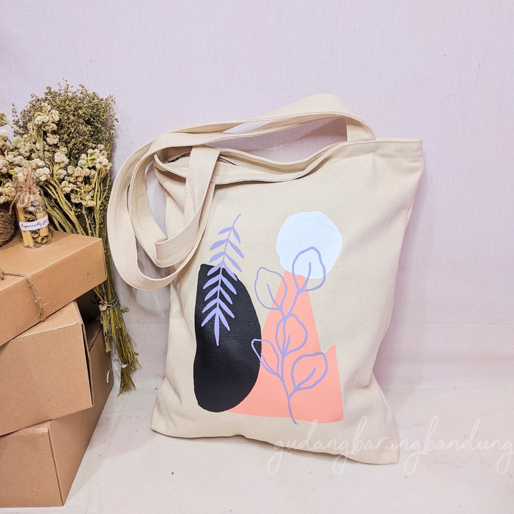 Tote bag Kanvas Kuliah atau Kerja Leaf Design