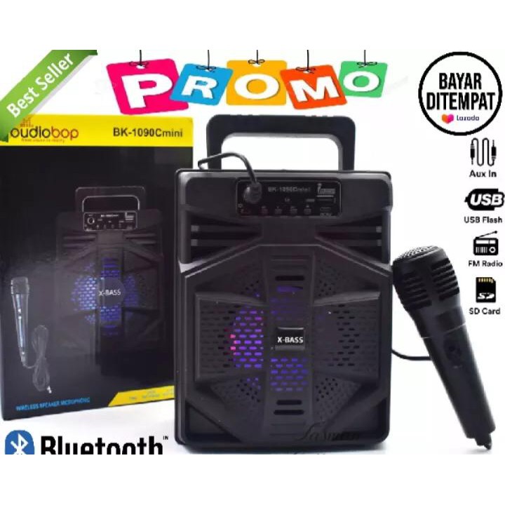 TERMURAH - Speaker Bluetooth Karaoke BK-1090 C MINI Bonus Mic