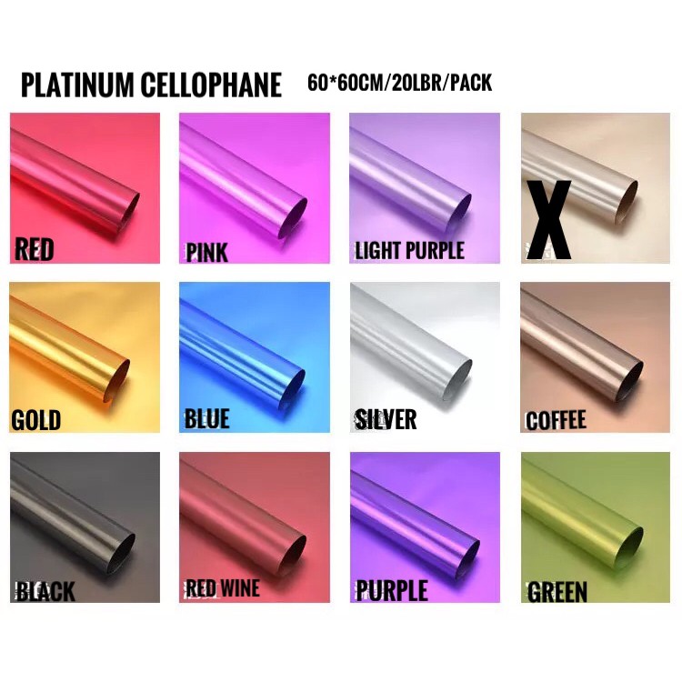 

Kertas Bunga (20Lembar)/Platinum Mettalic Cellophane/Kertas Bunga Buket/Wrapping Paper/Kertas Kado