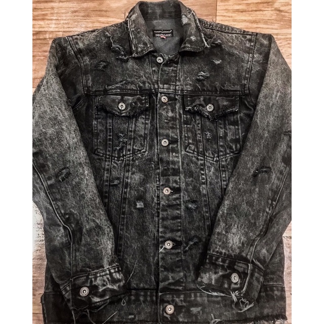 Thanksinsomnia Black Washed Jaket Custom Ripped Jeans