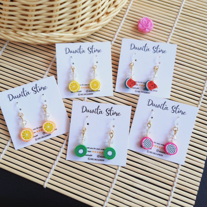 HANDMADE ANTING ANAK KAITAN PLASTIK MOTIF FRUITY (Clay)