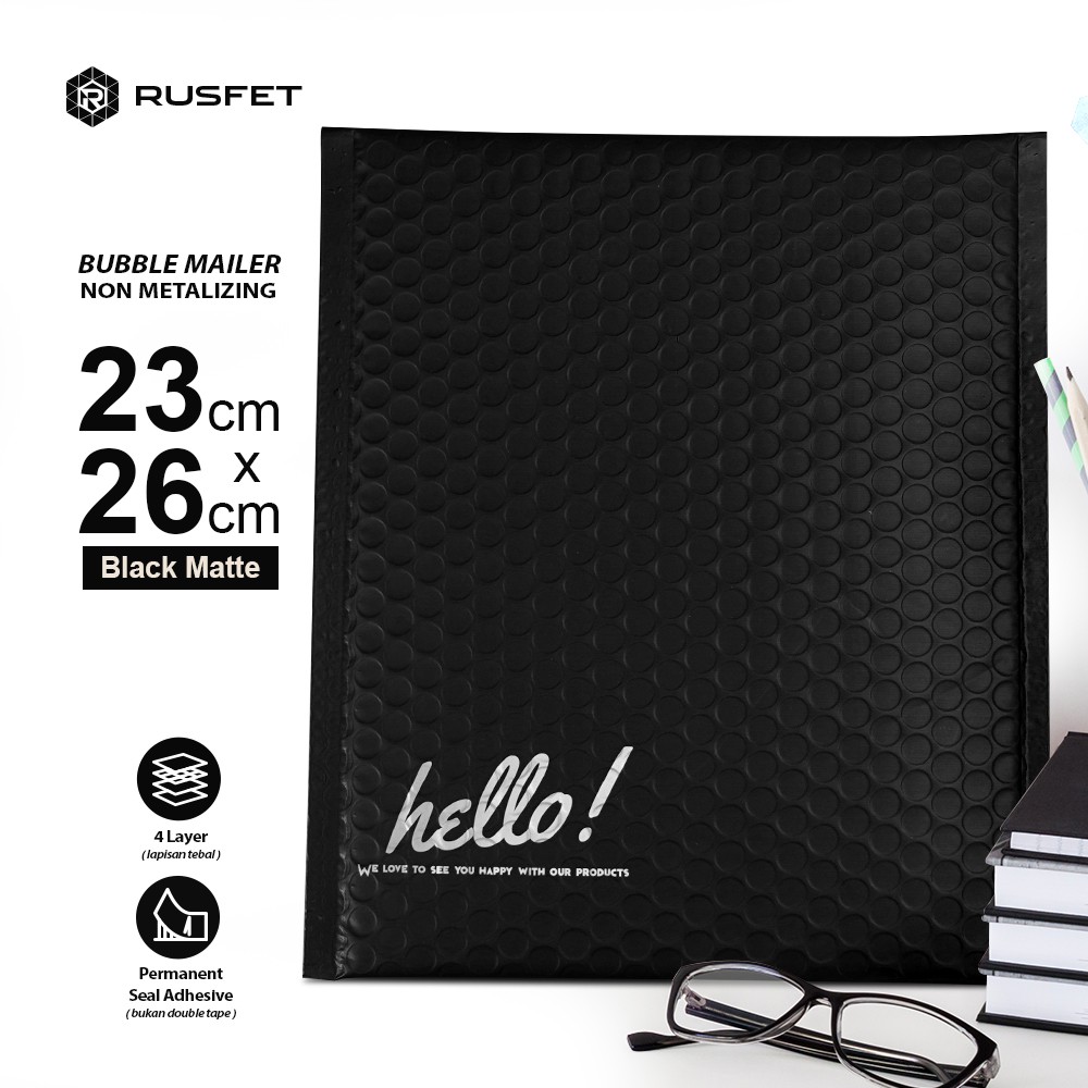 PLASTIK BUBBLE MAILER / AMPLOP BUBBLE PREMIUM HITAM - SECURITY BAG RUSFET 23X26