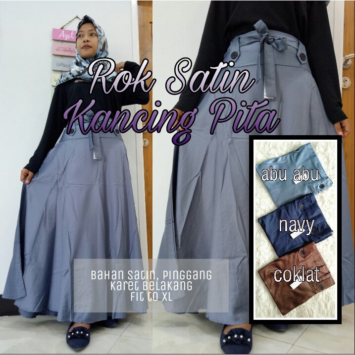 Rok Satin Kancing Pita