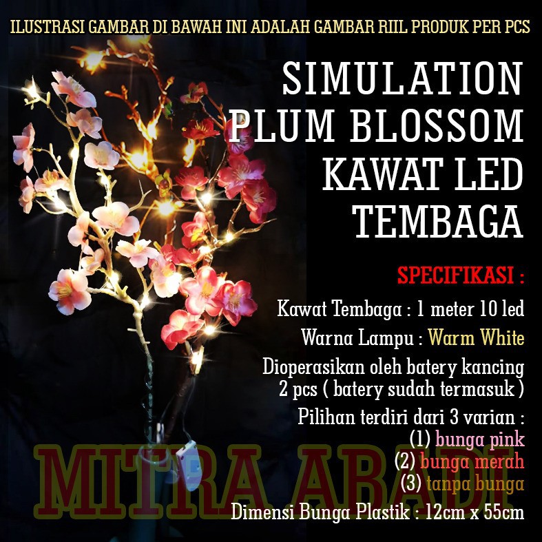 Dekorasi Vas Bunga / Ranting Pohon Lampu LED / Simulation Plum Blossom