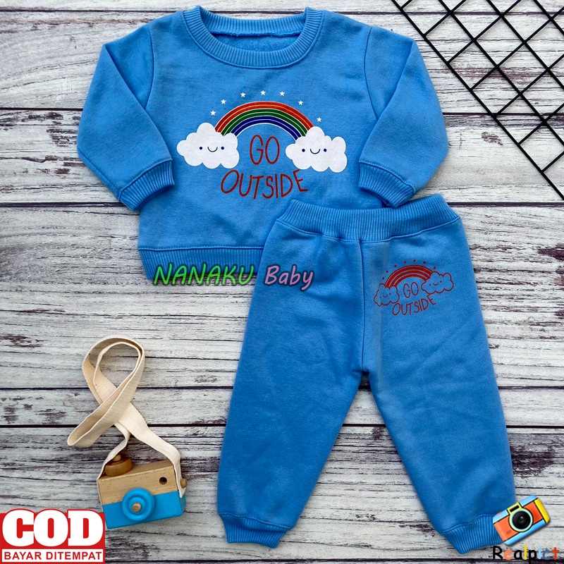 Setelan Baju Bayi Setelan Sweater Celana Jogger Bayi Karakter Usia 3-12 Bulan Anababy