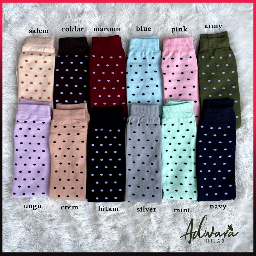 Kaos Kaki Jempol Muslimah Motif Polkadot Polka Tapak Hitam (Panjang dan Tebal)