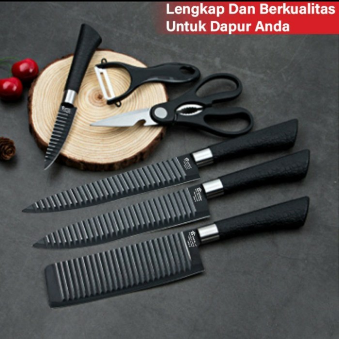 Premium Triple X Black kitchen chef knife set XXX pisau set