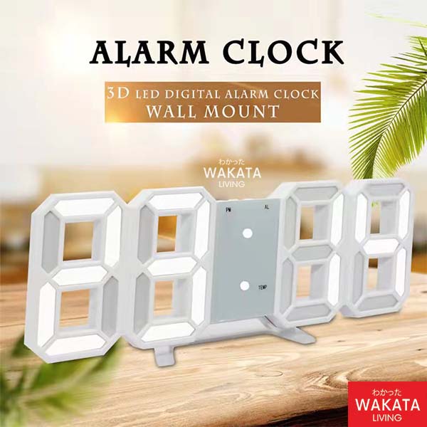 THOME Jam Meja Dinding Digital 3D LED Clock Bentuk Angka Modern Minimalis