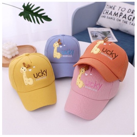 TOPI ANAK COWOK CEWEK GOOD LUCKY KARAKTER MOTIF JERAPAH ANAK GOOD LUCKY QUALITY TOPI / TOPI KEREN | FADHILAH SHOP BJB