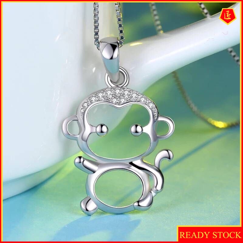 [Ready Stock]Hollow Diamond Cute Monkey Necklace Women's Simple Fashion