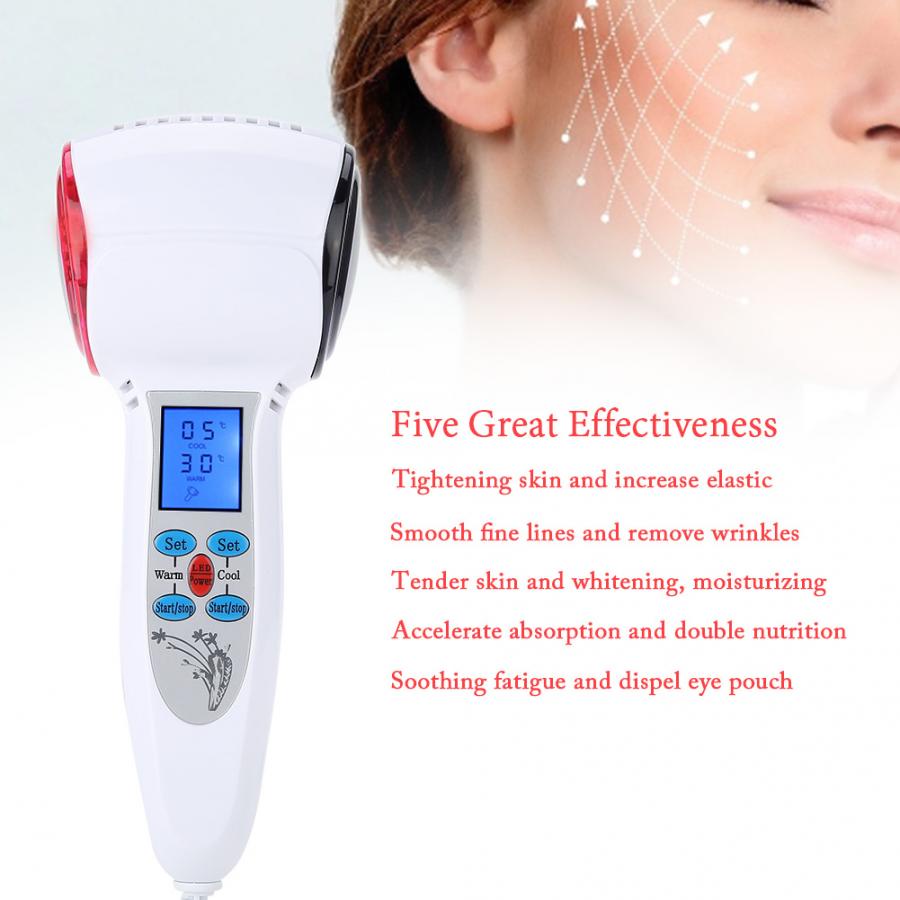 Hot Cold Hammer Beauty Instrument Pijat Wajah Red Blue LED Photon Anti Aging