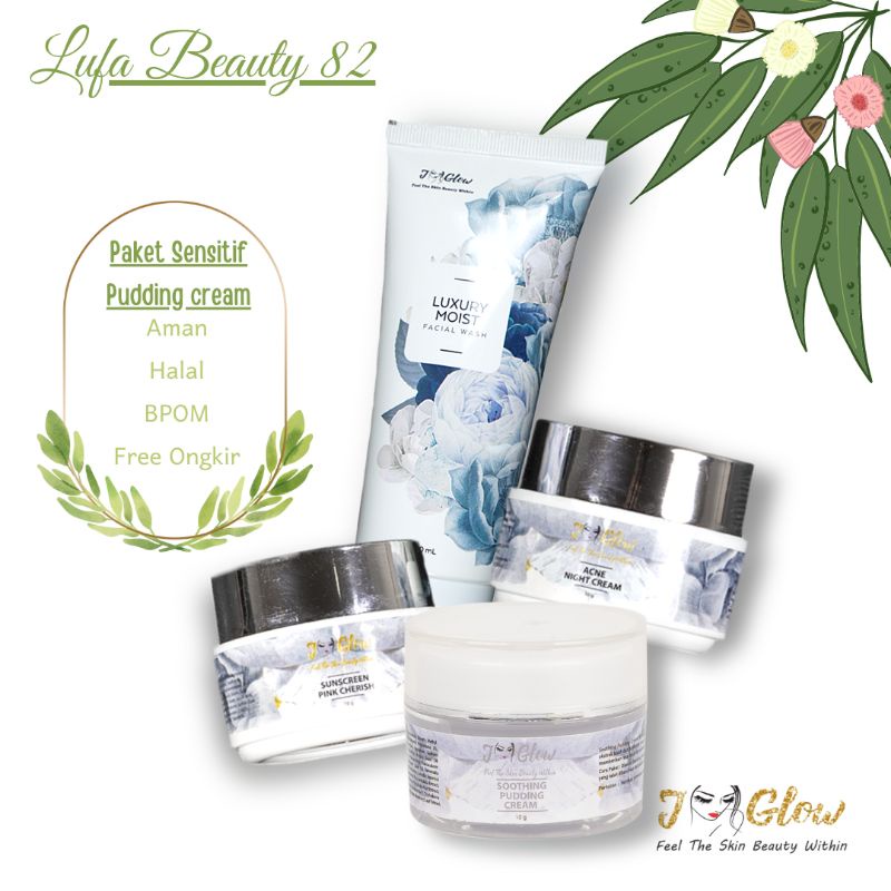 Jglow skincare paket sensitif pudding cream aman halal bpom