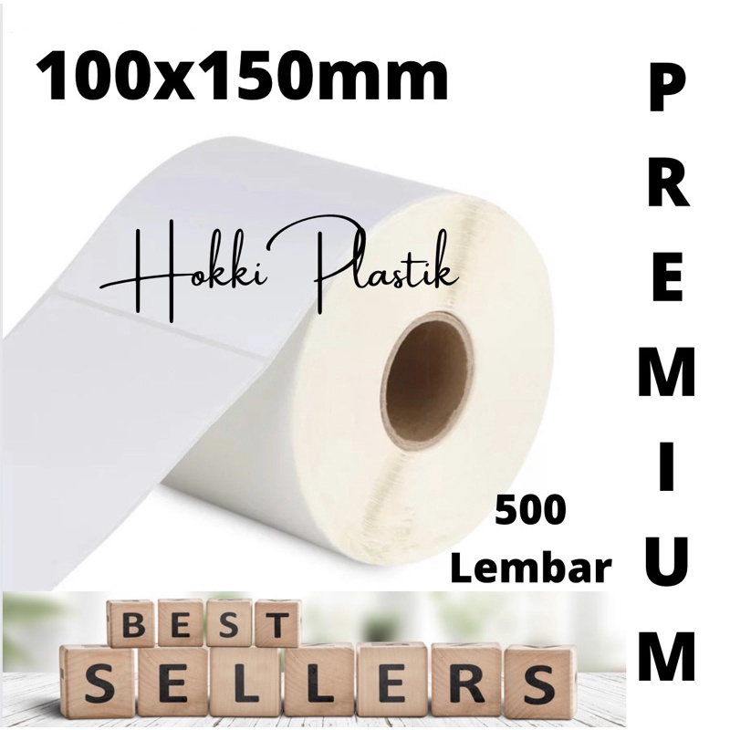 500Pcs kertas thermal label stiker barcode label pengiriman 100x150mm thermal Premium Tebal