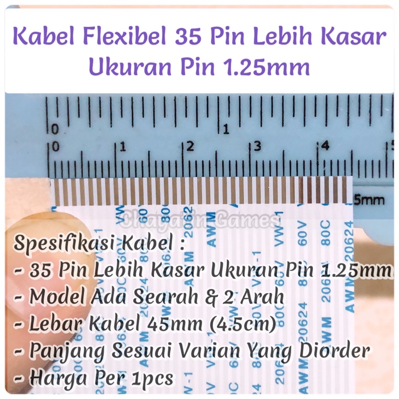 Kabel Flexibel 35 Pin Lebih Kasar Model &amp; Panjang Varian Jarak 1.25mm