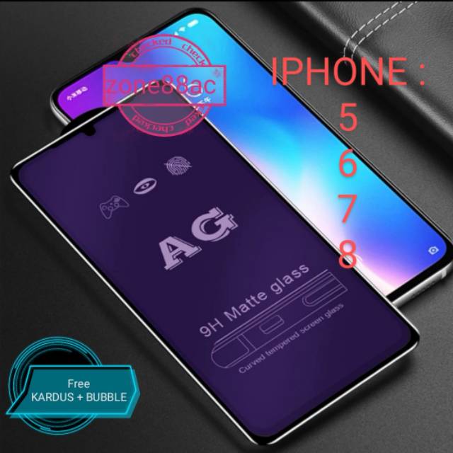 ANTIGORES FULL ANTI BLUE IPHONE 5 6 7 8 TEMPERED GLASS FULL LEM SCREEN Guard HIGH QUALITY