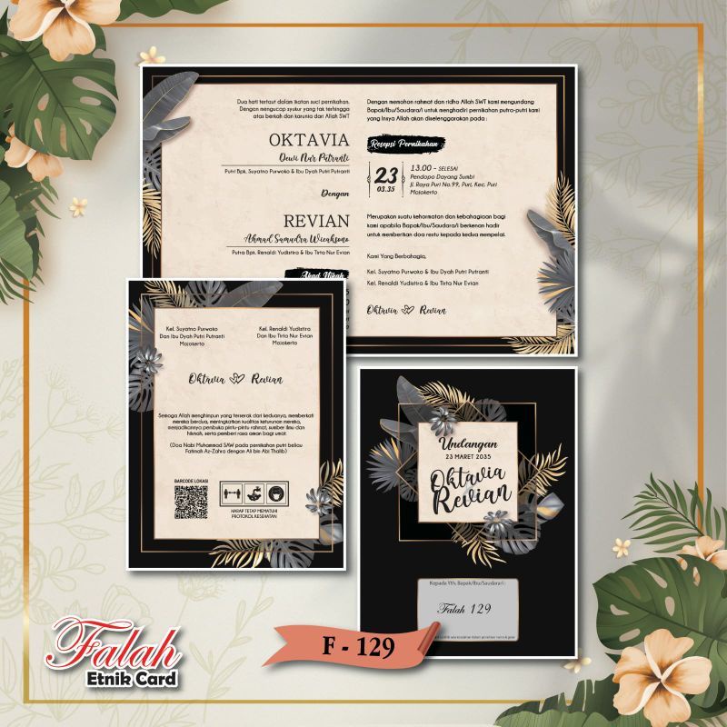 COD CETAK UNDANGAN PERNIKAHAN MINIMAL 50 PCS FALAH 129