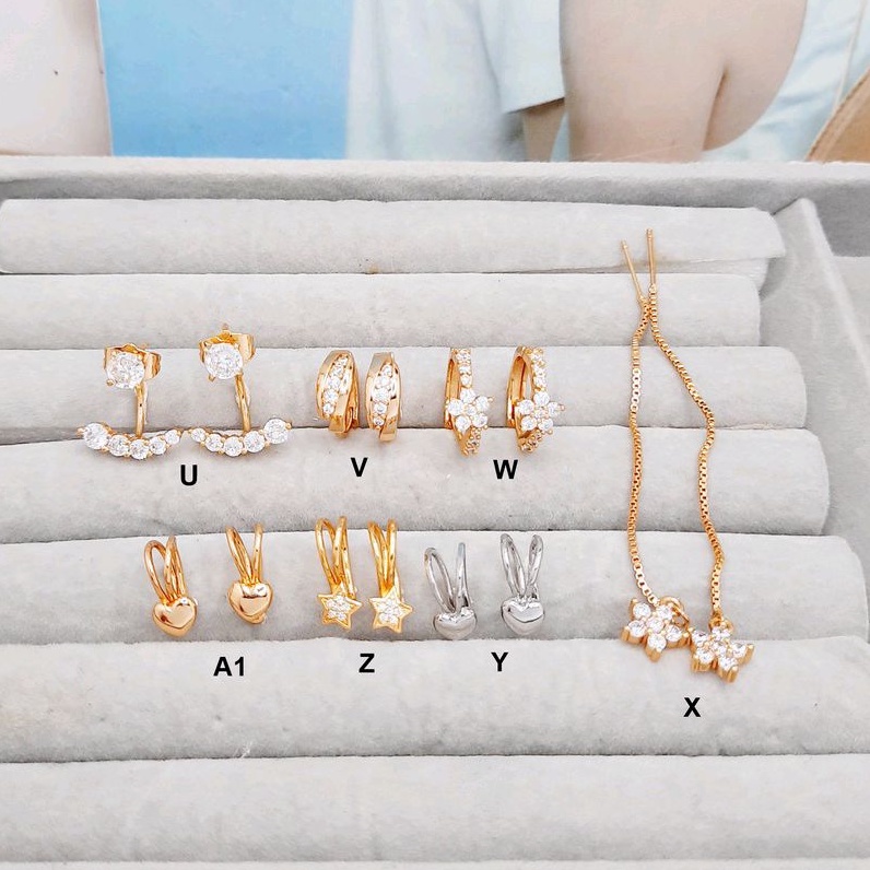 Anting Xuping Premium Tanpa Tindik Panjang Serut Jurai Daun Telinga - BE239