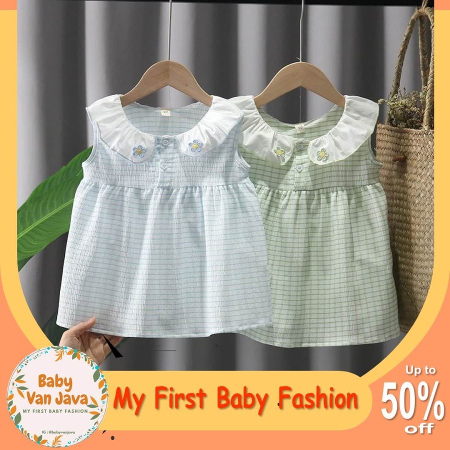 Baju Anak Perempuan Kaos Baju Setelan Dress Bayi Flowery (1 Tahun - 3 Tahun)