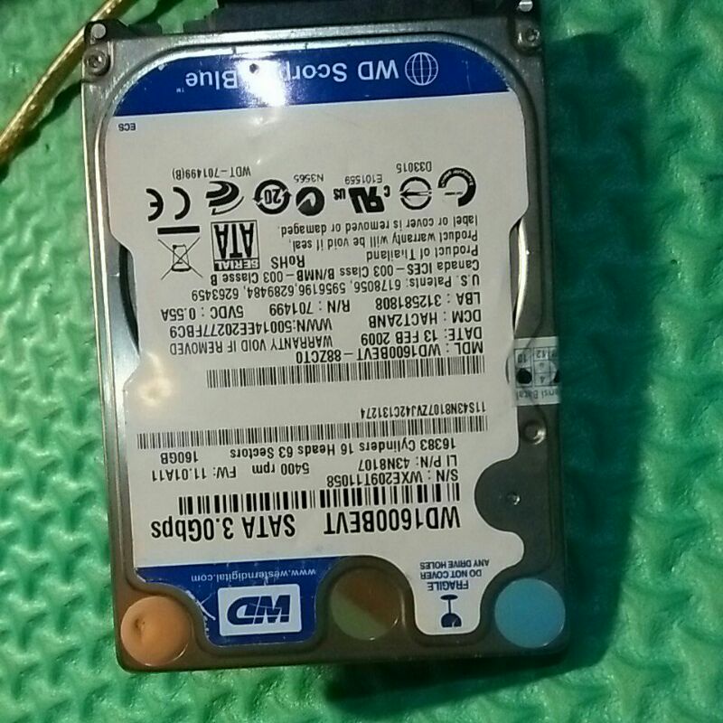 HARDISK LAPTOP 160GB WD ,HITACHI
