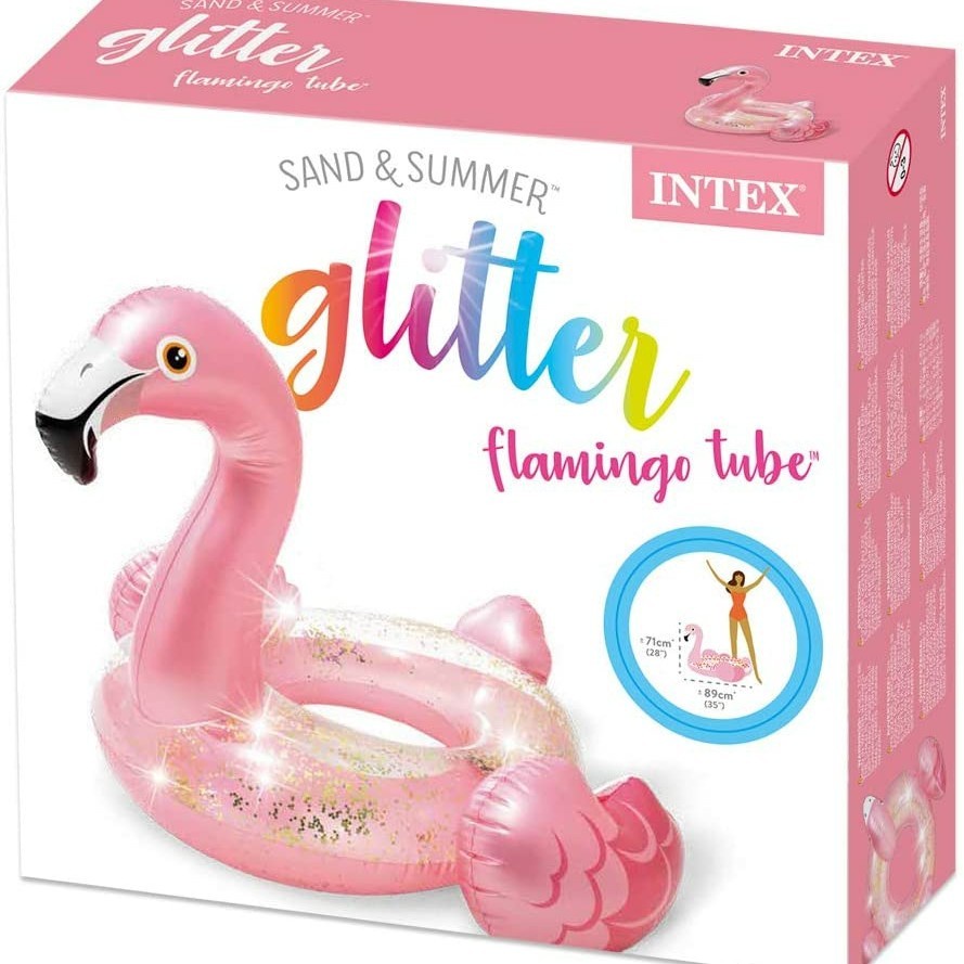 GLITTER Flamingo Tube Ban Pelampung Renang Anak 99X89X71CM - INTEX 56251