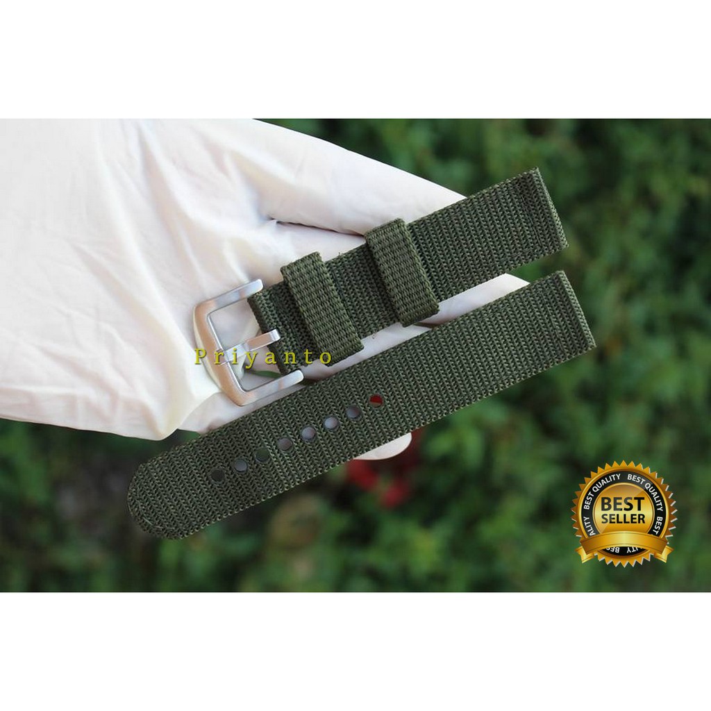 STRAP TALI JAM TANGAN NYLON CANVAS HIJAU ARMY 22MM WATCH BEND TERBAIK PREMIUM