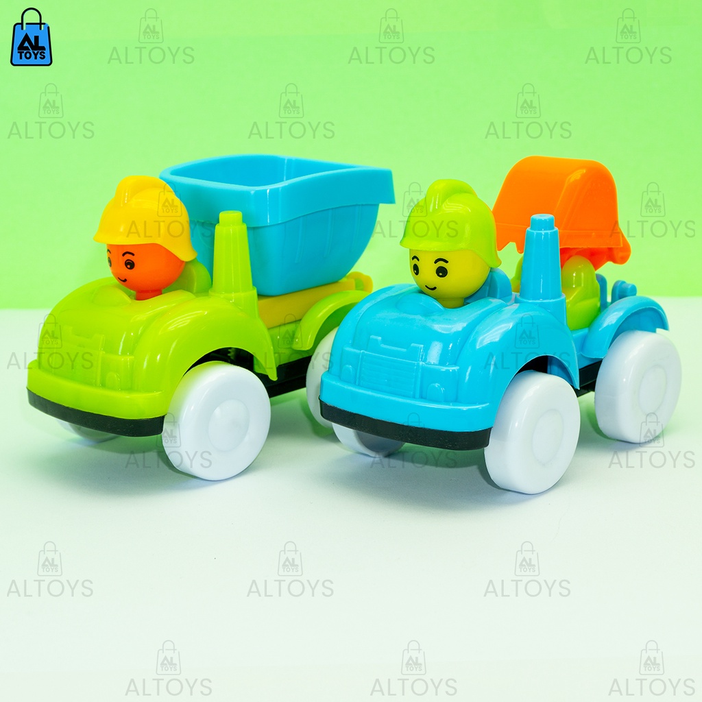 Mainan Mobil Konstruksi Cartoon Lucu Set Isi 2pcs Pullback OCT6113