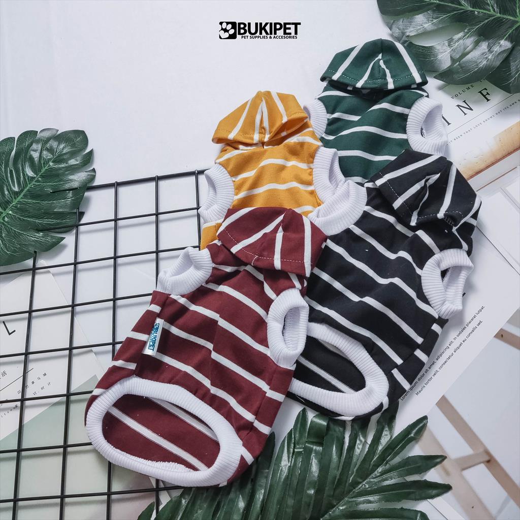baju kucing anjing kelinci monyet lucu cowok cewek aksesoris hewan kecil - TANK HOODIE STRIPE DARK