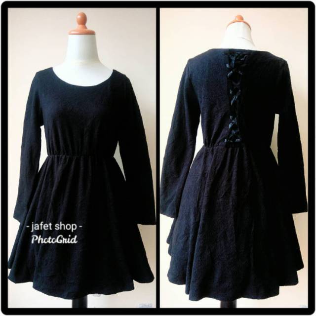 Back ribbon scuba midi dress