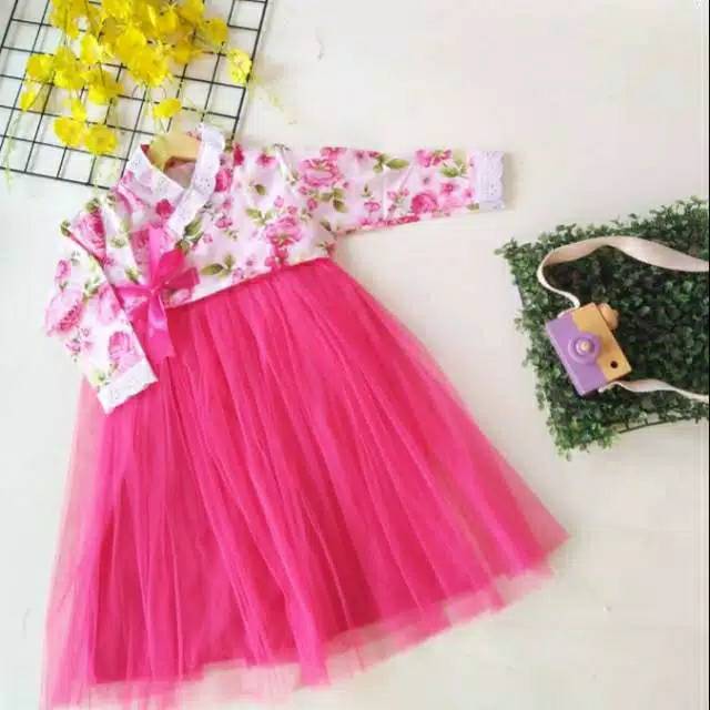 Dress Gamis Hanbok Tutu anak muslimah hati raya