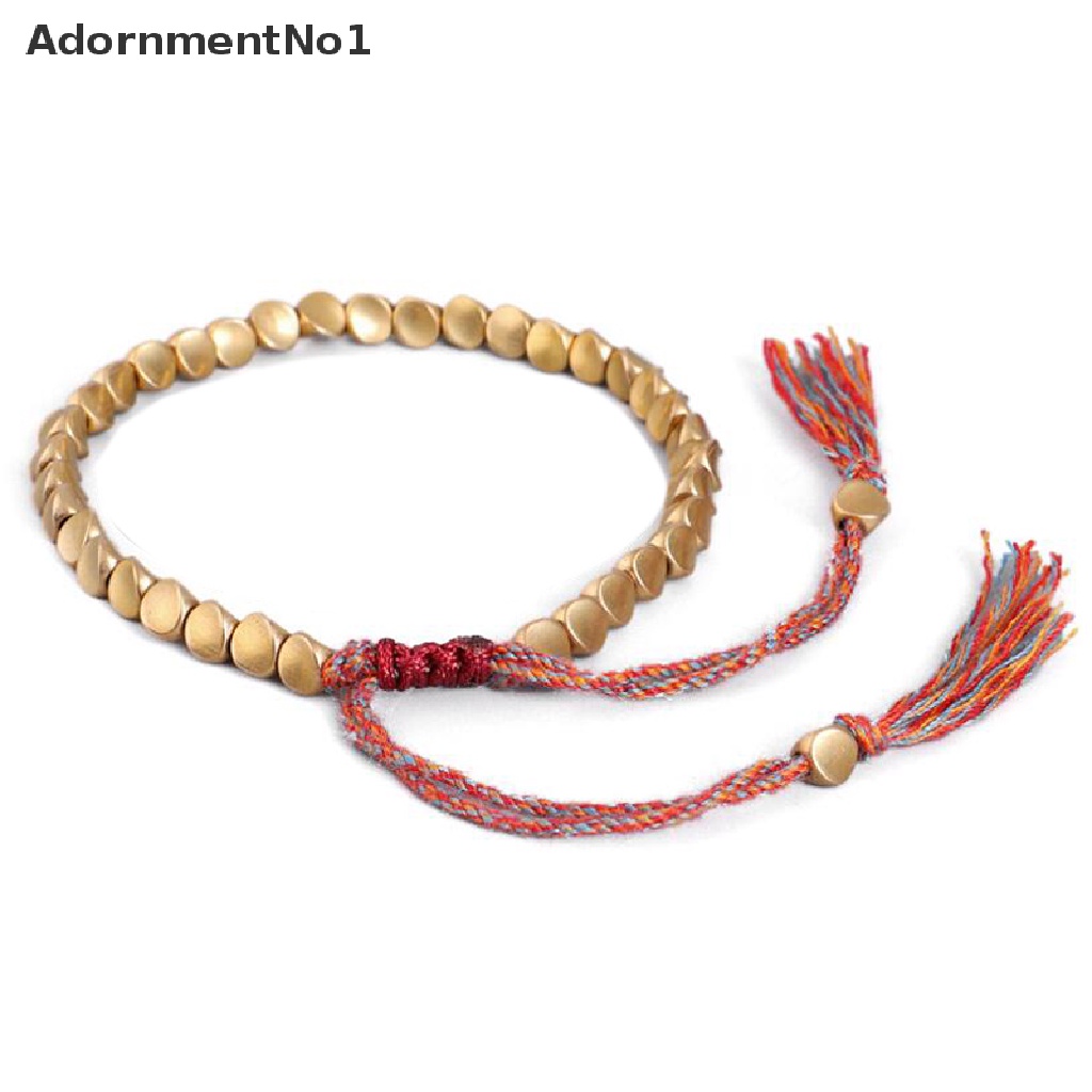 (AdornmentNo1) Gelang Tangan Tali Kepang Gaya Tibet Aksen Manik-Manik Tembaga Untuk Unisex / Pria / Wanita