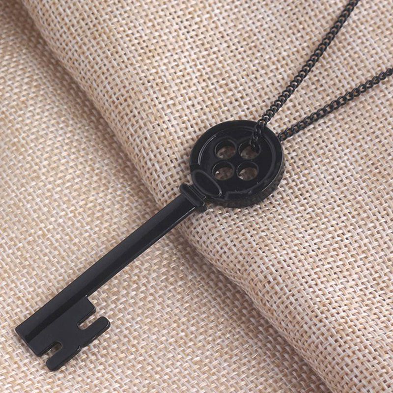 Fancyqube Coraline &amp; The Secret Door Black Key Pendant Necklace Halloween Party Jewelry