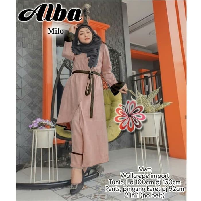 Gamis Lebaran Terbaru 2020 - Gamis Pesta Modern Mewah Set Alba Milo [Gamis 0152] SHE Baju Gami 75ZRR
