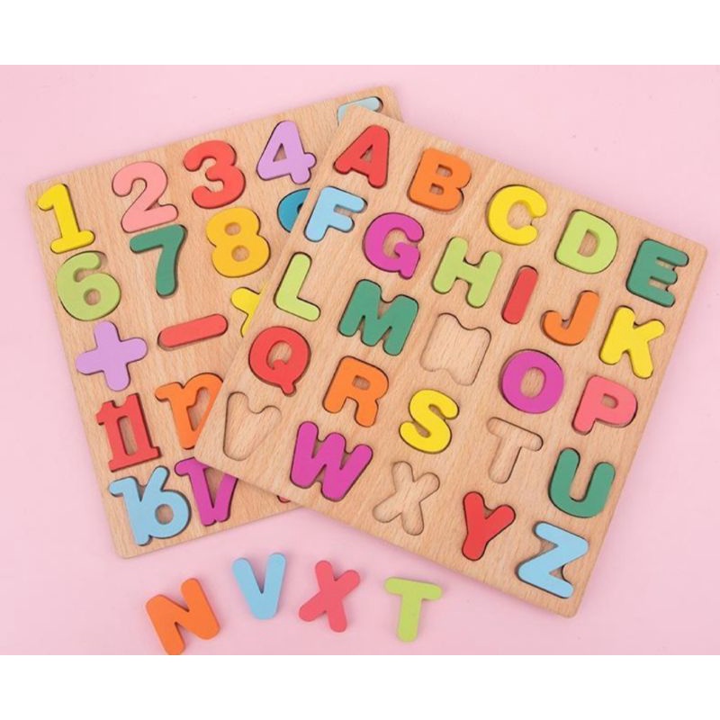 Puzzle 3D Huruf ABC Angka Numbers dan Bentuk Mainan Kayu Anak Belajar Mainan Edukasi