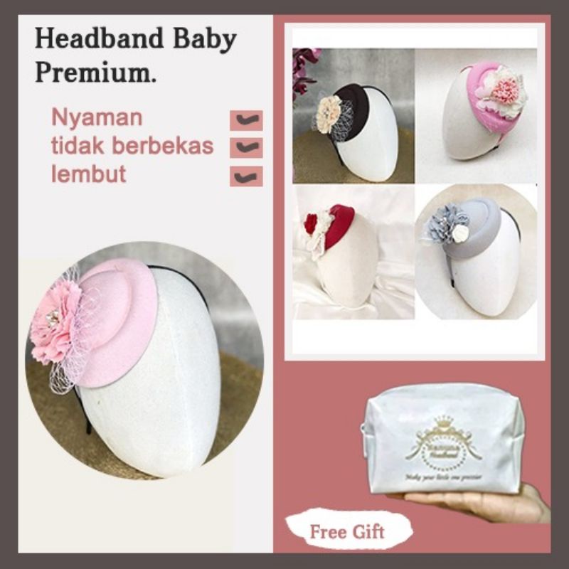 Bando topi michiko headband bandana baby set bayi baby anak perempuan pita aksesoris rambut lucu