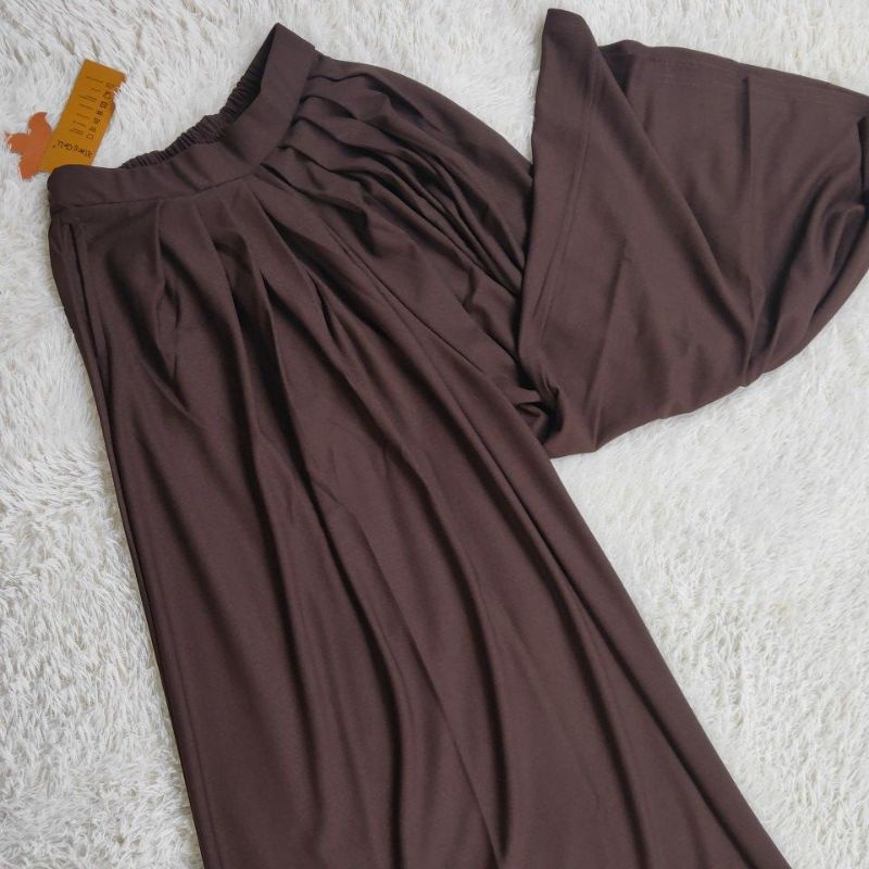 KULOT POLOS PREMIUM MODEL JATUH LURUS JUMBO  ALLSIZE MUAT S M L Xl  XXL-Dark choco