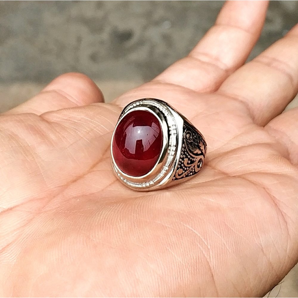 CINCIN BATU AKIK PERMATA NATURAL RED RUBY BLOOD PIGEON CORUNDUM FREE MEMO