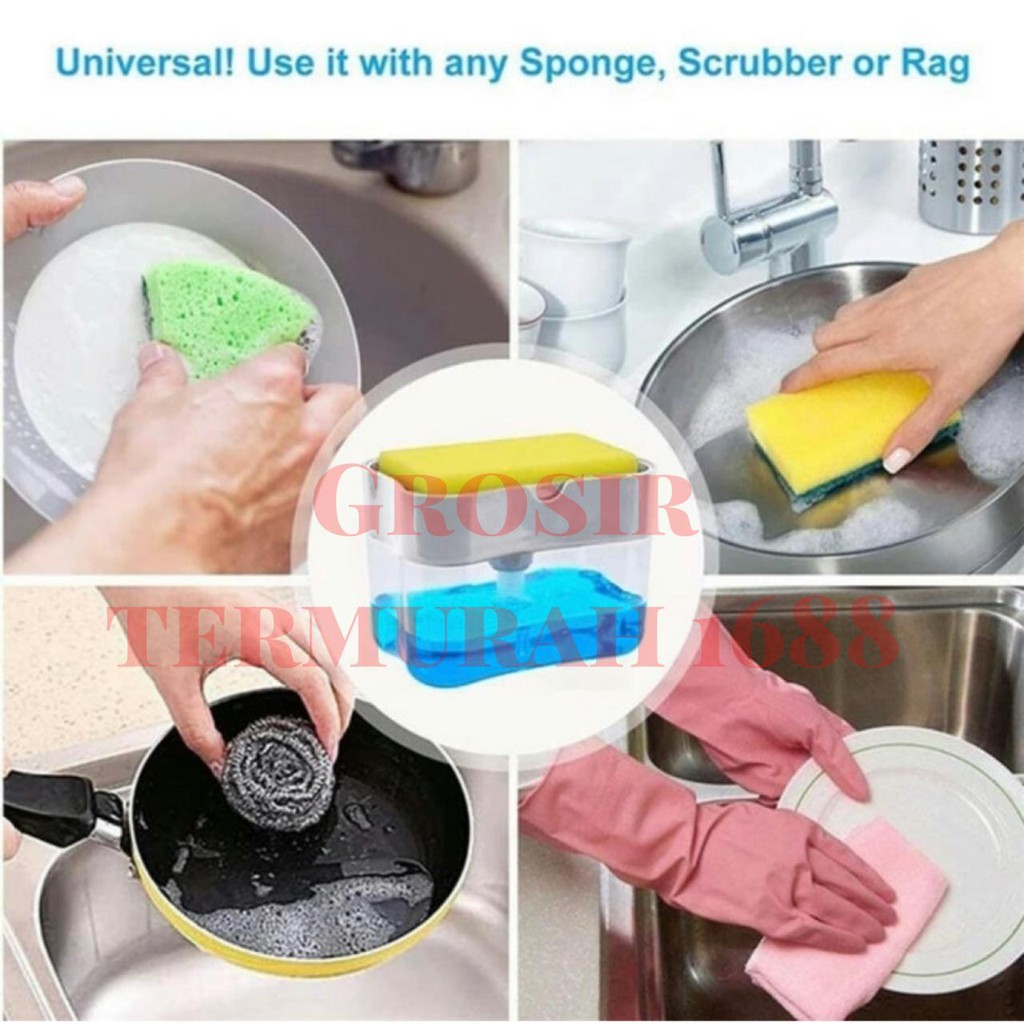 Dispenser sabun cuci piring busa sponge / soap Pump sponge caddy