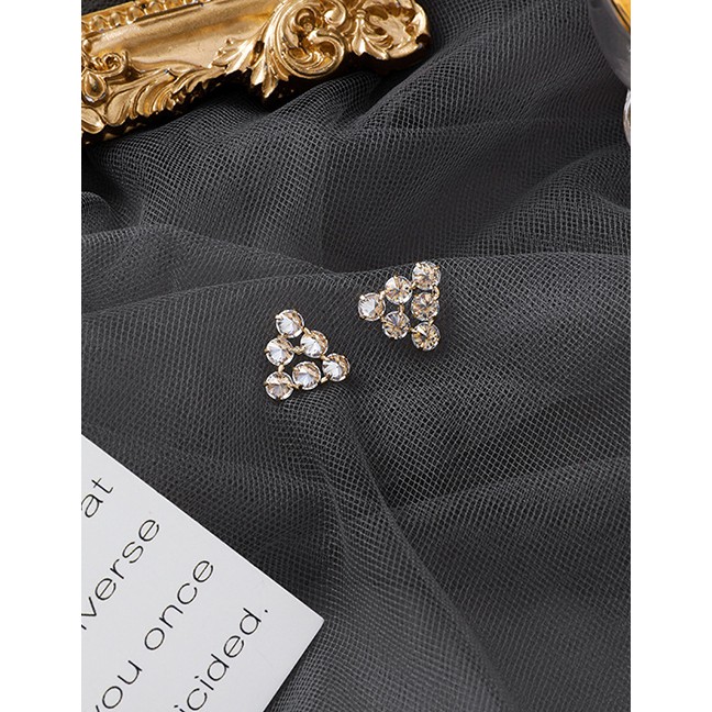 LRC Anting Tusuk Fashion Golden 925 Silver Pin Geometric Zircon Triangle Earrings D59677