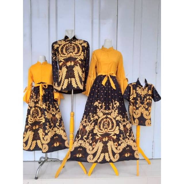 Bju batik couple gamis moderkeluarga anak muda model kombinasi untuk pestan