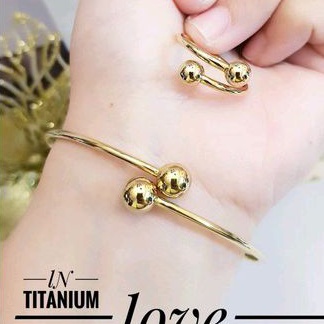 Titanium Set Gelang Cincin Tinju Gold 109222