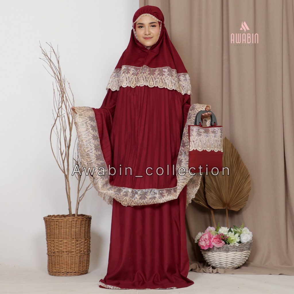 MUKENA DEWASA BORDIR PLISKET SWAROVSKI | MUKENA KATUN PLISKET