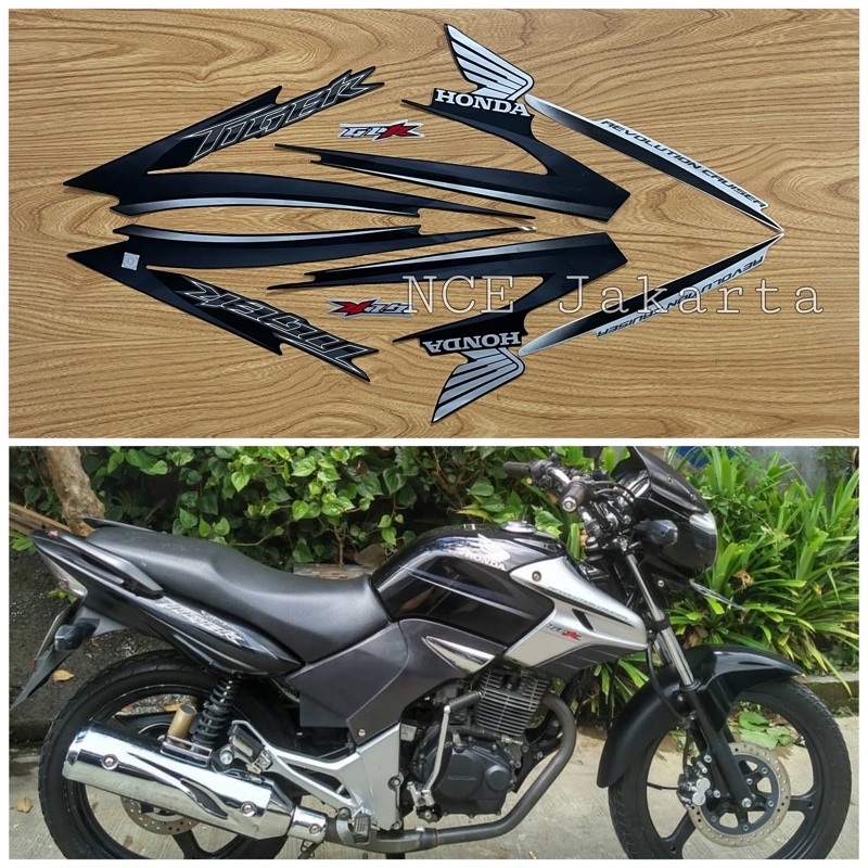 STIKER STRIPING HONDA TIGER 2008 HITAM LIS SILVER