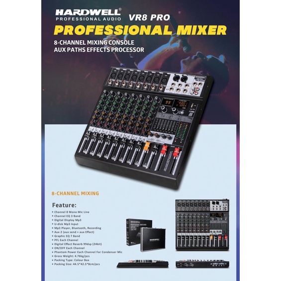 Mixer Hardwell 8 Channel VR8PRO/VR 8PRO/VR 8 PRO Original Soundcard