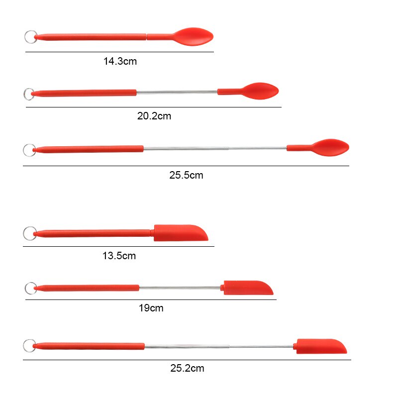 2 / 4 Pcs Spatula Silikon Mini Retractable Untuk Aplikator Krim Foundation Cair