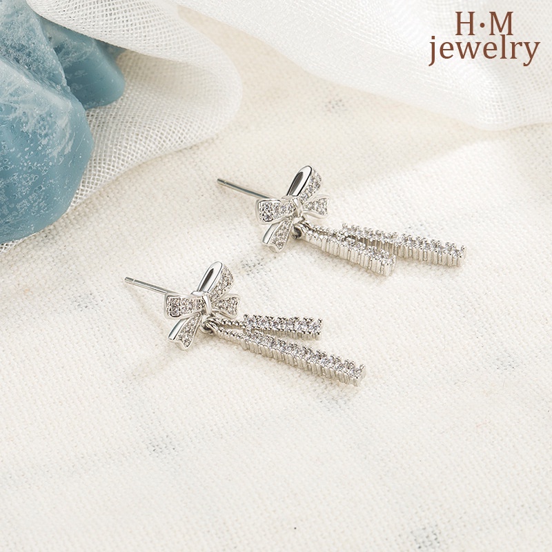 Anting Tusuk Sterling Silver 925 Model Pita Dengan Rumbai Untuk Wanita