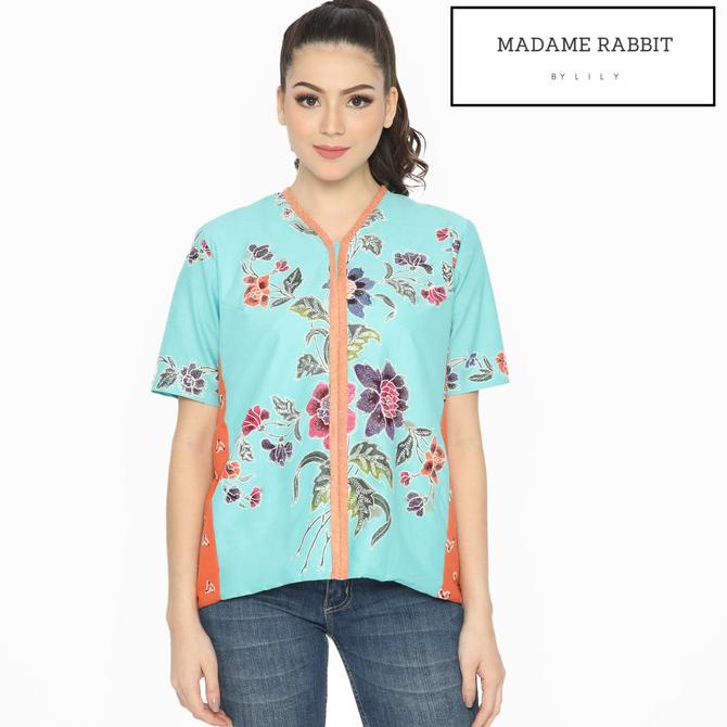 Baju Kerja Wanita Madame Rabbit Tosca Flower Batik Tulis Jahit Furing