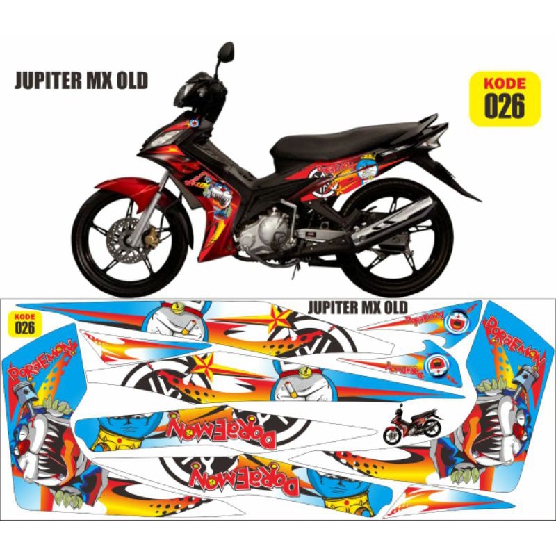 Striping stiker yamaha jupiter mx lama 135 doraemon zombie los jupiter mx stiker mx 2006-2010